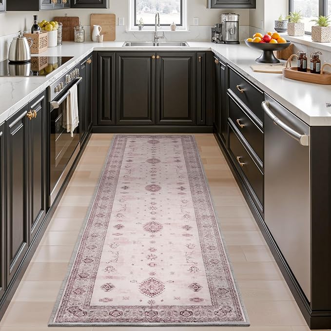 AMOAMI Vintage 2X10 Runner Rug Non Slip Soft Runners for Hallways Washable Hallway Runner Rug Bedside Rugs for Bedroom Long for Hallways Entryway Laundry Room Stair Kitchen Bathroom