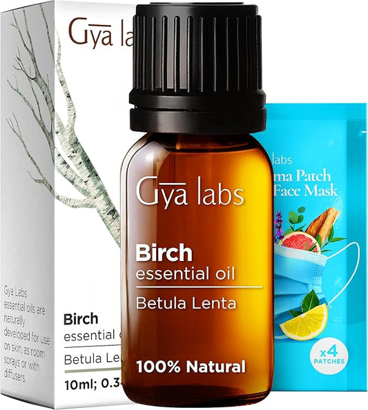Gya Labs Birch Essential Oil for Diffuser - 0.34 Fl Oz - 100% Pure Natural Birch Oil for Skin, Massage, Perfumes＆Candle Making Scent