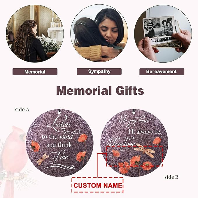 ASTARIN Dragonfly Wind Chimes for Loss of Loved One, Personalized Windchimes in Memory of a Loved One, Bereavement Gifts for Loss of Father Mother, 3 Size Deep Tone Wind Chime