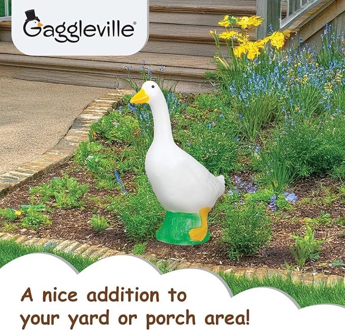Fox Valley Traders Gaggleville Porch Goose Baby Statue – Charming 17" Outdoor Decorative Figurine for Garden, Patio, or Entryway Accent