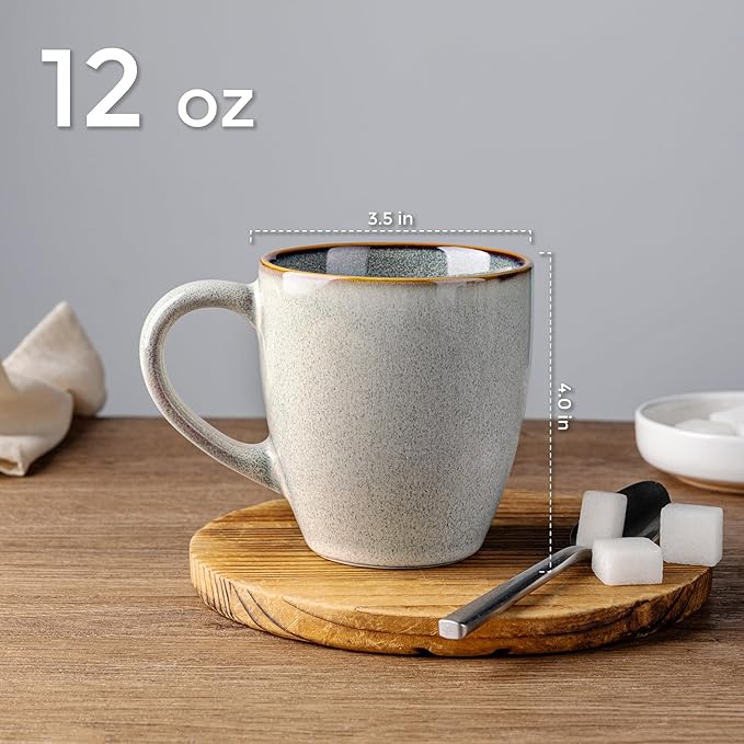 GBHOME Ceramic Coffee Mugs Set of 4, 12oz Stoneware Coffee Mugs Set For Dad Mom Women MEN, Light Weight Coffee Cups for Latte/Tea/Beer/Hot Cocoa, Dishwasher & Microwave Safe