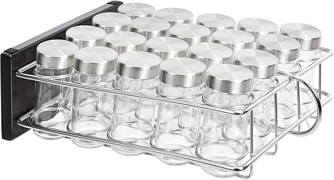 Amazon Basics 20 Jars Spice Organizer Rack, Silver