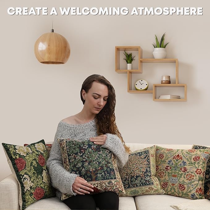 Charlotte Home Furnishings Throw Pillow Covers 16x16 in, Royal Blue Decorative Couch Pillow Covers, Boho Decor European Tapestry Cushion Cases, Living Room Cozy Home Decor, Jacquard Woven Soft Cotton