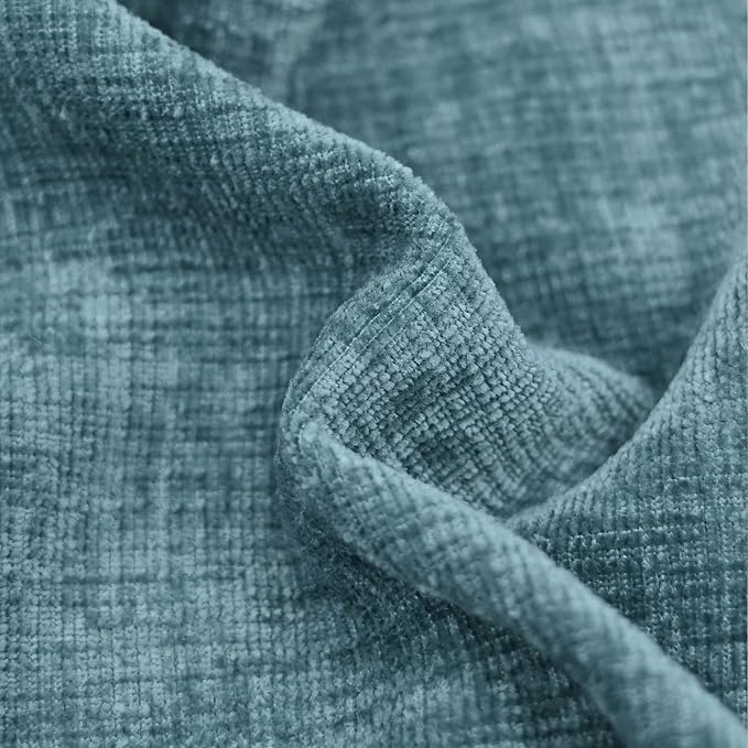 CaliTime Throw Pillow Covers Decorative 12 X 20 Inches Pack of 2 Cozy Chenille Cushion Cases for Couch Sofa Bed Living Room Home Smoke Blue