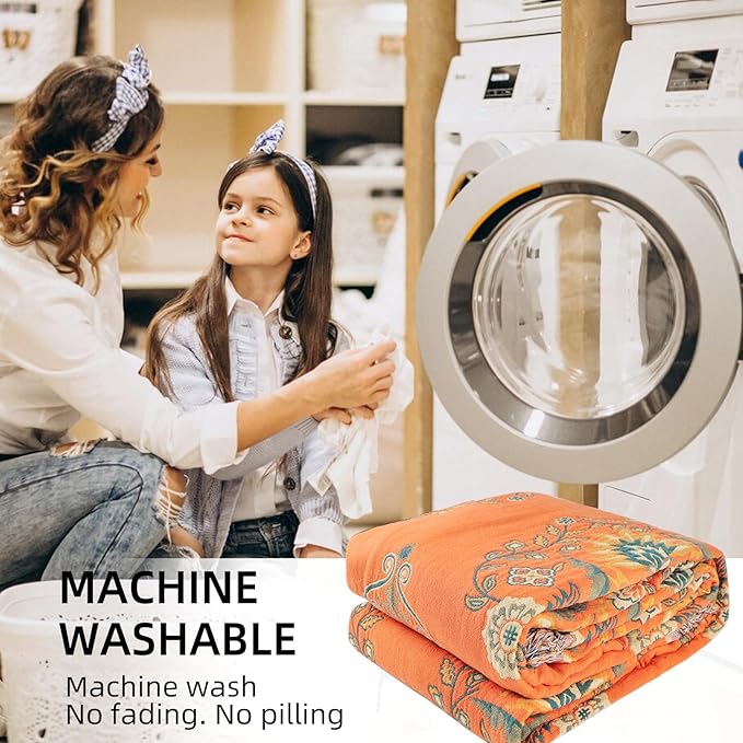 Boho Throw Blanket for Bed - 100% Pure Cotton Ultra Soft Rustic Quilt - Farmhouse Decor Bed Blankets, All Season Rustic Throw for Sofa Couch Chair(60"×80", Boho)