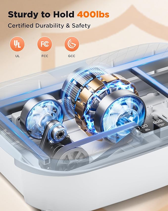 FEIERDUN Vibration Plate Exercise Machine, 400 LBS Capacity Vibration Plate for Lymphatic Drainage, Max Space for Whole-Body Workout & Relaxation at Home