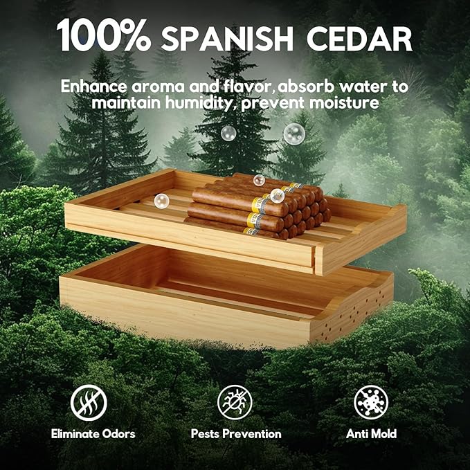 Electric Cigar Humidor Cabinet 88L, Tylza Electric Humidors for Cigars with Temp & Humidity Control, Silent Compressor, Reversible Door, Refrigerator, Cigar Humidors with Cedar Wood Shelves, 546 Count