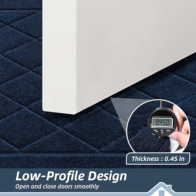 BEQHAUSE Dirt Trapper Door Mat 24" x 36", Doormat Non-Slip Entryway Rugs Washable, Dog Door Mat Stain Resistant and Absorbent Welcome Floor Mat for Front Back Door, Muddy Wet Shoes & Paws, Navy Blue