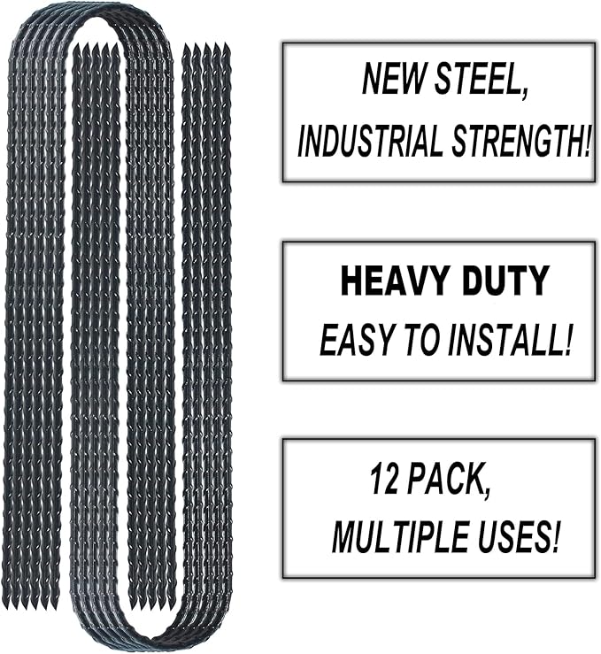 DTANX 12 Pack 12 Inch Rebar Stakes Heavy Duty Trampoline Anchors, Garden Stakes Tent Stakes Steel Ground Anchors, Black