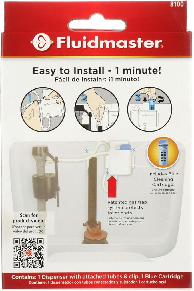 Fluidmaster 8100 Flush 'n Sparkle Automatic Toilet Bowl Cleaning System with Blue Cartridge, Upgraded Version