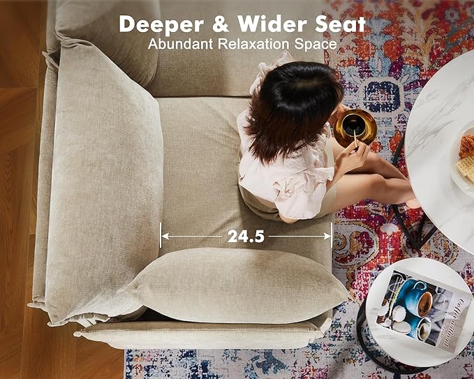 134.6" Oversized Modular Sectional Sofa, 6 Seater U Shaped Couch with Storage Ottoman with Reversible Chaise Deep Seat for Living Room, Apartment - Chenille Beige