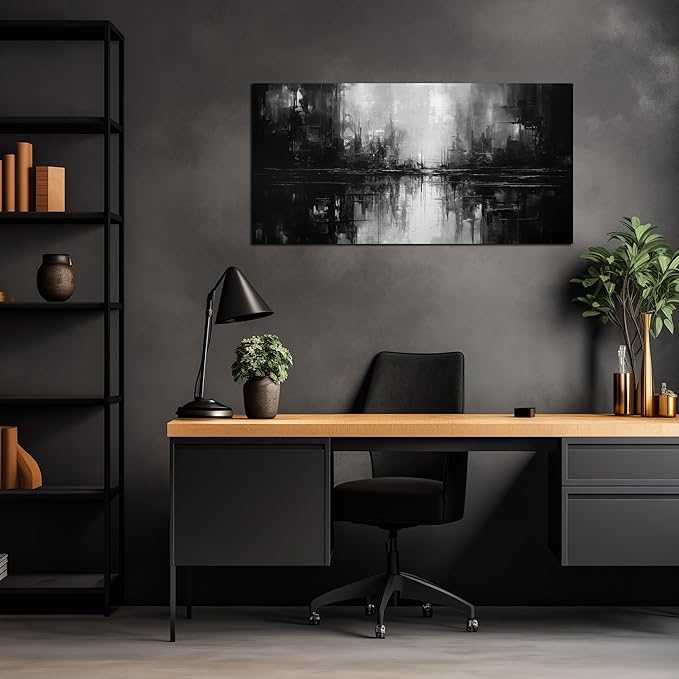 Abstract Wall Pictures for Living Room,Black Art Paintings for Wall Office Wall Art Bedroom Wall Decor 20 x 40 Inch