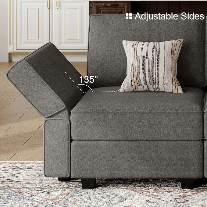 Belffin Modular Sectional Sleeper Sofa Bed Convertible Sectional Couches for Living Room. Light Grey Couch