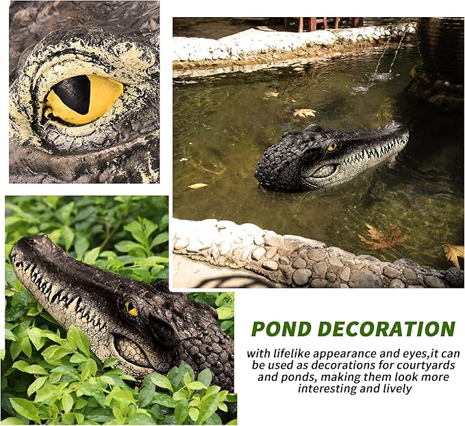 Floating Alligator Head,Alligator Head Decoy for Pool,Resin Crocodile Head for Swimming Pool and Pond,Deterrent Ducks,Predator,Heron etc,Outdoor Statues,Garden Home Decor Art