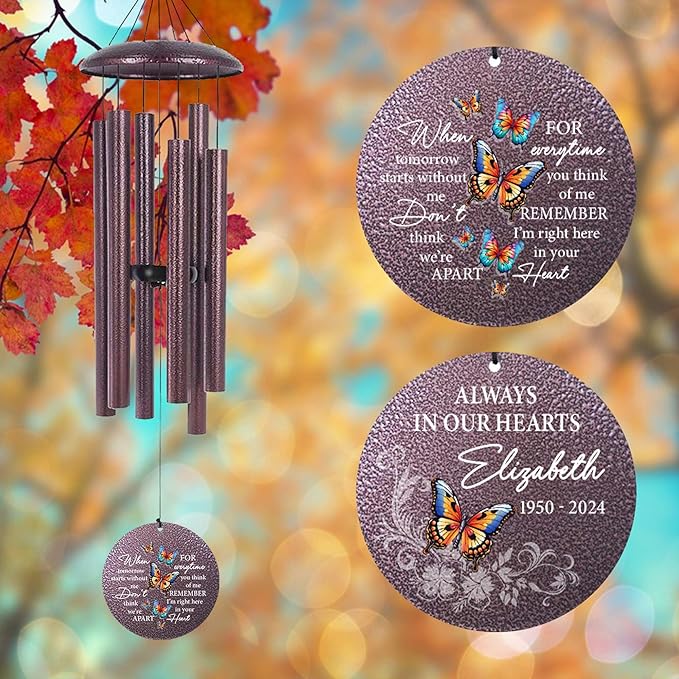 ASTARIN 36" Large Deep Tone Personalized Sympathy Wind Chimes, Memorial Wind Chime for Loss of Mother Father Loved One, Bereavement Gifts Decor Outdoor Patio Garden Graveyard