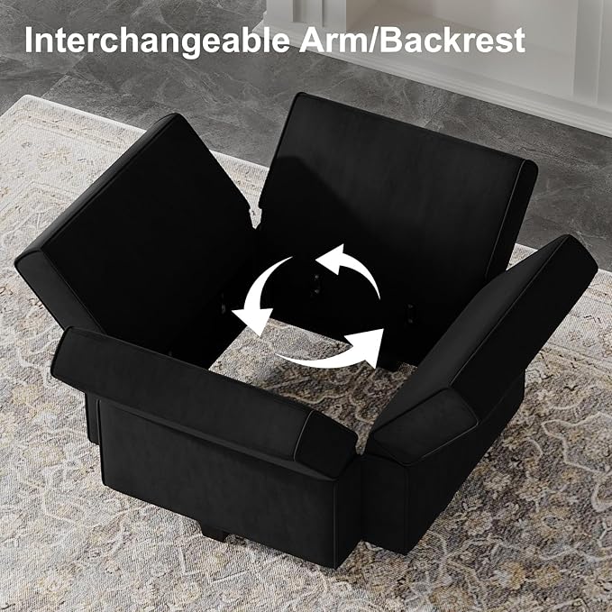 Belffin Modular Sectional Sofa with Reversible Chaise L Shaped Couch with Ottoman Modular Sofa Couch with Storage Black