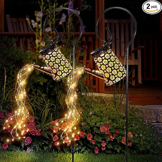 2 Pack Solar Watering Can with Lights,Solar Outdoor Garden Decor Waterproof Hanging Lantern Landscape Lights Outside Decorations for Yard Lawn Patio Gardening Gifts.