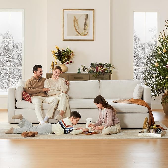 CHITA Oversized Modular Sectional Sofa, FSC Certified L Shaped Sectional Couches for Living Room, 112 inch Width,4 Seat Modular Sofa with Storage Ottoman, Linen