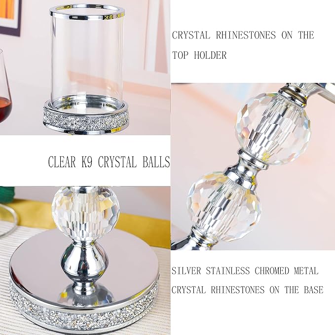 Candle Holders for Pillar Candle, Pillar Crystal Candle Holders, Candlesticks Holder for Wedding, Dining Coffee Table, Centerpieces, Home Decor CH00XM