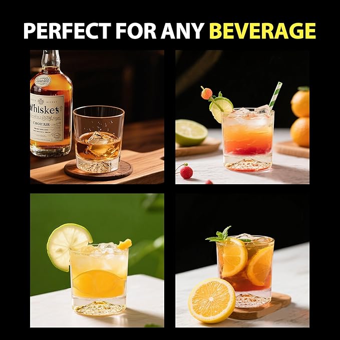 Crystal Whiskey Glasses Set of 2 – 10 OZ Designer Old Fashioned Rocks Glass for Scotch, Bourbon, Rum and Cocktail Drink – Luxury Gift for Men