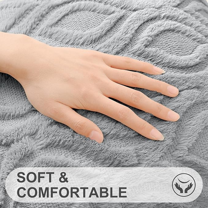 decorUhome Fall Throw Pillow Covers 20x20 Inch Set of 2, Soft Plush Decorative Faux Fur Grey Solid Couch Pillow Covers, Accent Farmhouse Neutral Square Euro Pillow Cases for Sofa Bed Living Room