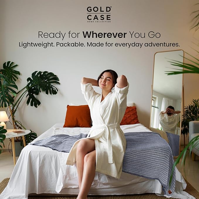 Gold Case Throw Blanket for Couch – 100% Recycled Turkish Cotton Blankets & Throws – Elegant Decorative Throw Blankets for Living Room Sofa – Woven Throws for Couch – Vintage Beige – 60x80