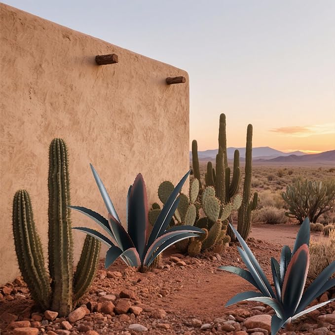 DIY Metal Agave Plant Art Yard Tequila Art Sculpture, Tequila Rustic Garden Sculpture Statue Outdoor Decor,Agave Metal Plants for Yard, Garden Lawn Ornaments (12 Leaves -Black)