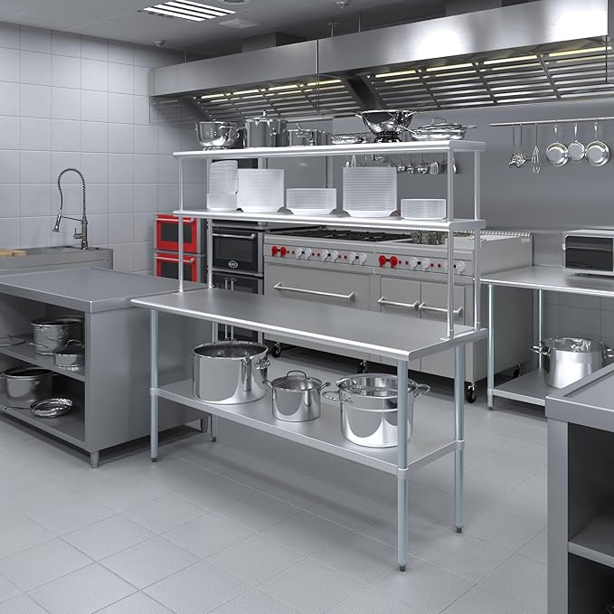 AmGood Double OverShelf Stainless Steel NSF - Many (72" Long x 12" Deep)