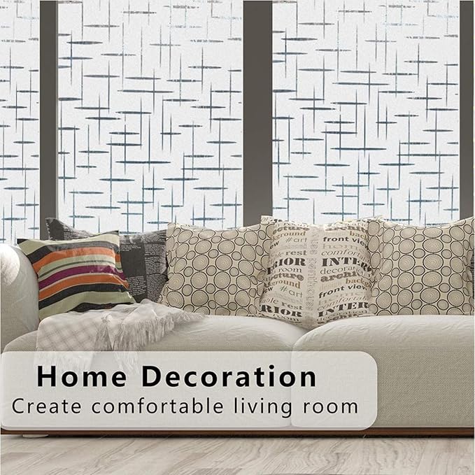 Finnez Frosted Window Film Non-Adhesive, Frosting Privacy Film for Glass Windows, Self Static-Cling Decorative Window Cling for Home Office UV Protection Cross Pattern, 23.6 x 78.7 inches
