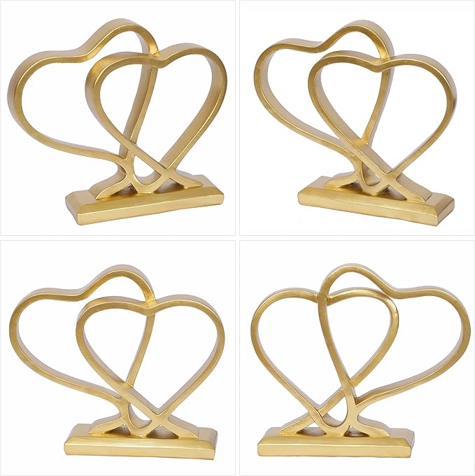 Gold Heart Sculpture for Living Room Decor Heart Decoration Gift for Her and Him Love Wedding Anniversary Couples Gift Modern Heart Statue for Home Coffee Table Dining Table Centerpiece Birthday Gift