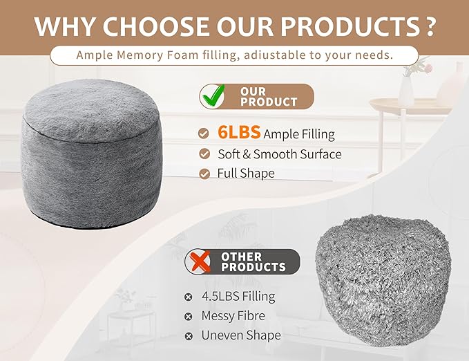 Boho Ottoman Living Room Furniture 20"x15" Round Ottomans Pouf Couch Foot Rest Navy Pouf Ottoman Foot Rest with Foam Chunk Filling Pouffe Ottomans Stuffed Foot Rests Poufs for Couch