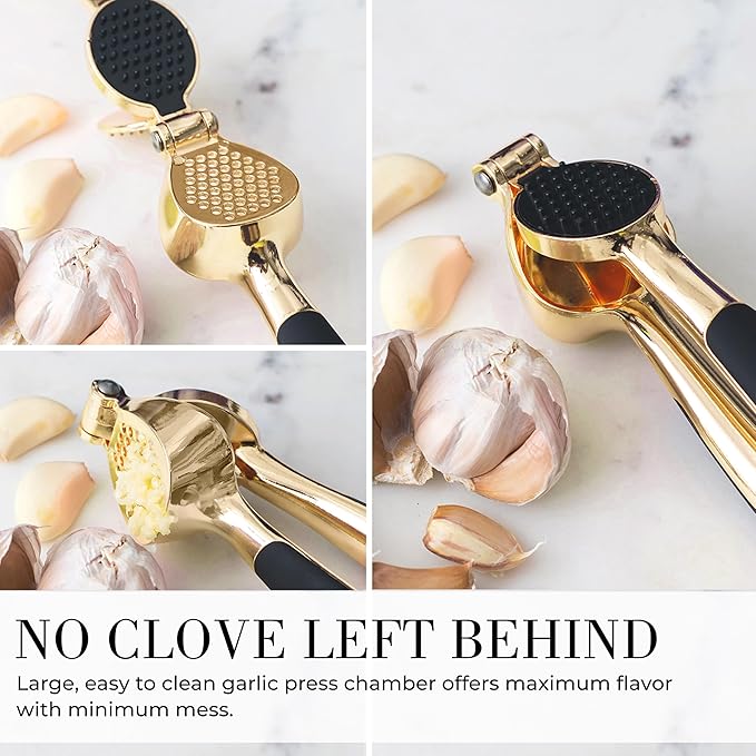 Black and Gold Kitchen Utensils - Luxe 8-Piece Gold Kitchen Tools Set with Can Opener, Pizza Cutter, Peeler, Mini Whisk, and Tongs - Stylish Accessories for Modern Cooking and Ideal for Gifting