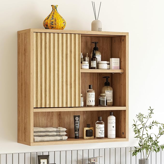 Bathroom Wall Cabinet Above Toilet Storage，Wall Mounted Storage with Adjustable Shelves, Space-Saving Modern Design for Bathroom & Laundry Room, Kitchen, Dining Room, Living Room