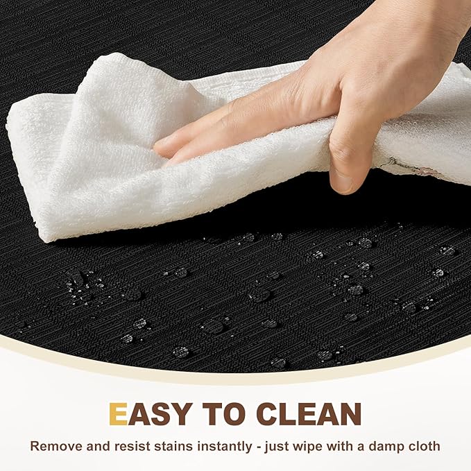 downluxe Chair Cushions for Dining Chairs, Waterproof Kitchen Chair Pads, Non-Slip Dining Seat Cushion with Ties, 17" x 16" x 2.5", Black, 4 Pack