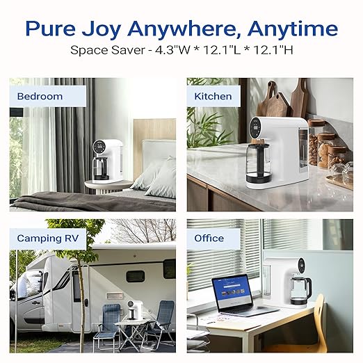 Ecoviva Countertop Reverse Osmosis Water Filtration System, Portable RO Water Filter Purifier with 5 Stage Filtration, 3:1 Pure to Drain, TDS Monitor, Faster Delivery Flow, Plug and Use - White