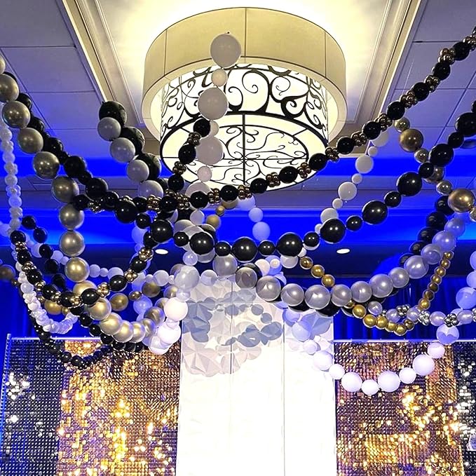 Black and Silver Linking Balloons, 100PCS 6 Inch Small Metal Silver Link Balloons for Making Balloon Wall Heart Arch, Quick Linked Balloon for Wedding Birthday Baby Shower Graduation Party Decorations