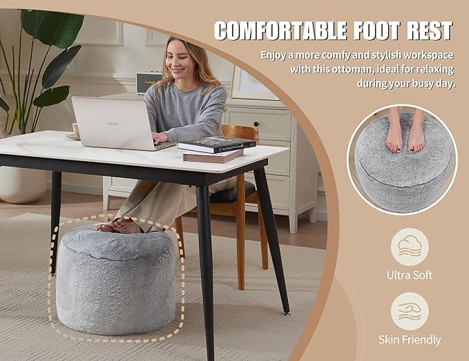 Boho Ottoman Living Room Furniture 20"x15" Round Ottomans Pouf Couch Foot Rest Navy Pouf Ottoman Foot Rest with Foam Chunk Filling Pouffe Ottomans Stuffed Foot Rests Poufs for Couch