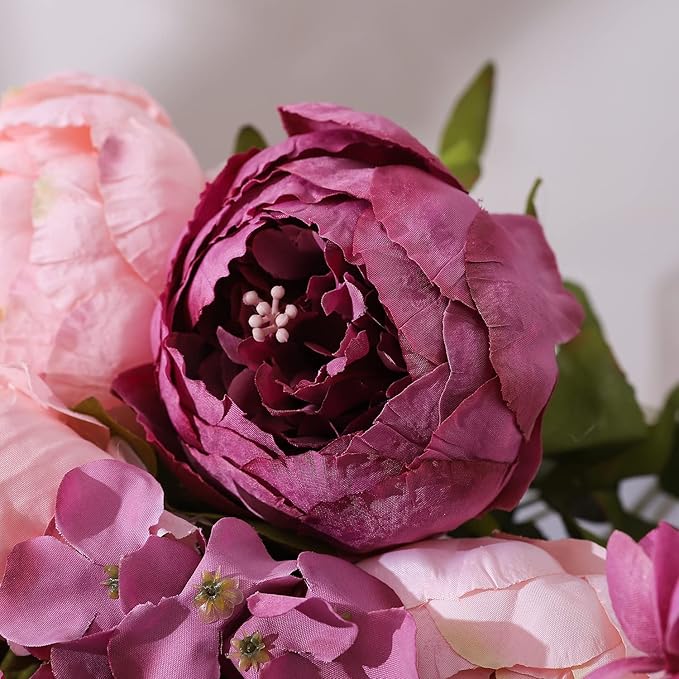 Duovlo Fake Flowers Vintage Artificial Peony Silk Flowers Wedding Home Decoration,Pack of 1 (New Sweetened Bean)
