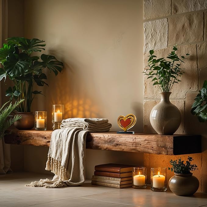 Decozen Gifts for Mom - Wooden Heart Sculpture - Mother's Day Birthday Gifts, Home, Office, Living Room, Shelf, Fireplace, Farmhouse, Tabletop, Boho and Mantle Decor - Mothers Day Decorations