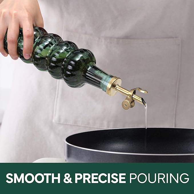 COOK WITH COLOR Glass Olive Oil Bottle Dispenser - 2 Pack- 17oz Oil and Vinegar Cruet - Olive Oil Carafe Decanter for Kitchen