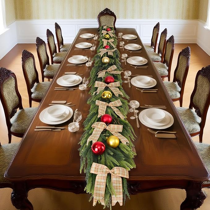 Christmas Decorations – 6FT Artificial Norfolk Pine Greenery Garland, Real Touch Christmas Garland for Mantel, Staircase, Fireplace, Front Door, Indoor & Outdoor Holiday Decor (1, 6FT)