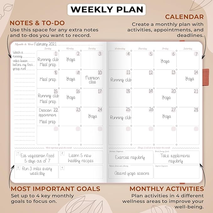 GoGirl Food Journal & Wellness Planner –– Diet & Fitness Diary – Nutrition Journal with Meal, Exercise & Weigh Loss Tracker, A5 (Rose Gold)