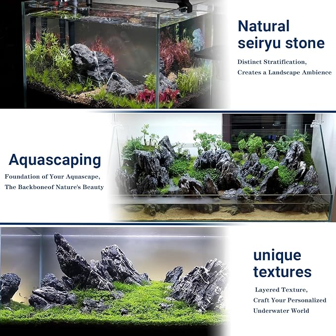 Dragon Stone Aquarium Rock Seiryu Stone for Aquariums, Fish Tanks, Bonsai, Terrariums, Wargaming Dioramas, Indoor or Outdoor Gardens-40Lb(2-10 Inch)