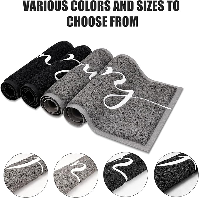 Door Mat (32"x20",Grey), Durable Welcome Mat Low Profile Floor Mat Front Doormat Non Slip Mats Entrance Rectangular Easy to Clean Doormat, for Entryway, Patio, High Traffic Areas