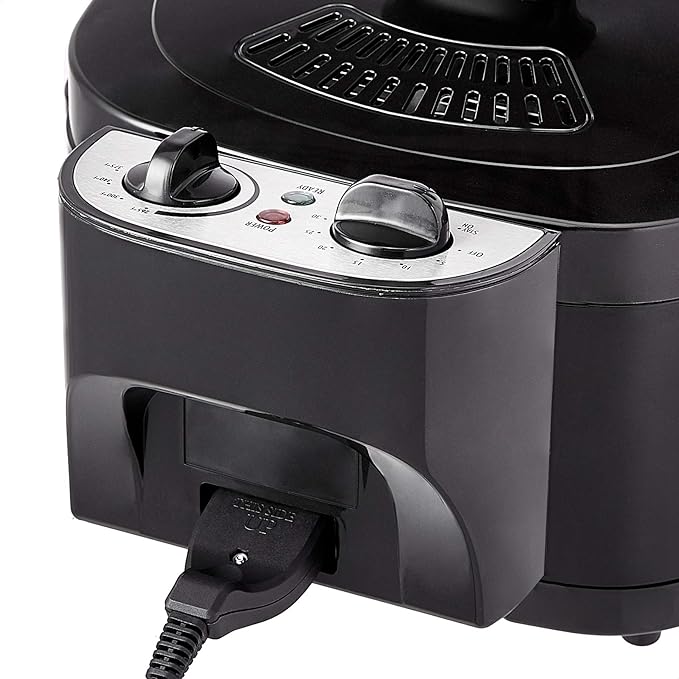 Amazon Basics 2.1-Qt (2.0L) Electric Deep Fryer with 8-Cup Oil Capacity, Timer, Adjustable Temperature, Easy Draining Basket, Viewing Window, 1500W, Black