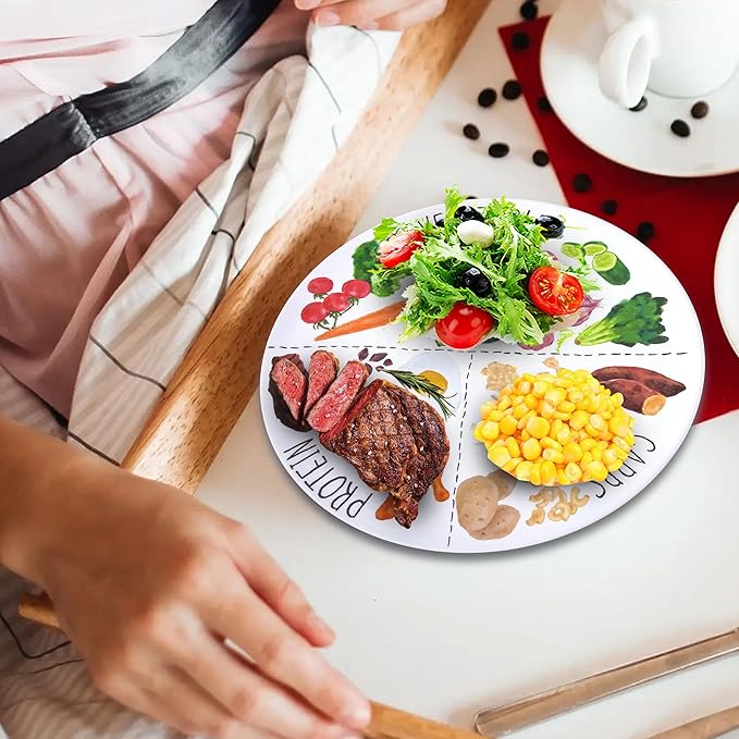 9" Portion Control Plate - Healthy Nutrition Plate for Adults and Teens, Melamine, Ideal for Weight Loss and Diabetes Management (1 Pack)