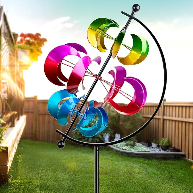 62.9" Large Wind Spinner Outdoor Decor, Garden Art with Metal Stake, Resistant for Yard, Patio and Lawn