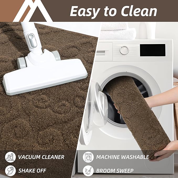 COSY HOMEER-Door-Mat-Non-Slip-Entryway-Rug 24”x36” Absorbent Welcome Mats Washable Dirt Trapper Door Mat Entrance Floor Mats for Front Back Doormats and Wet Shoes,Brown