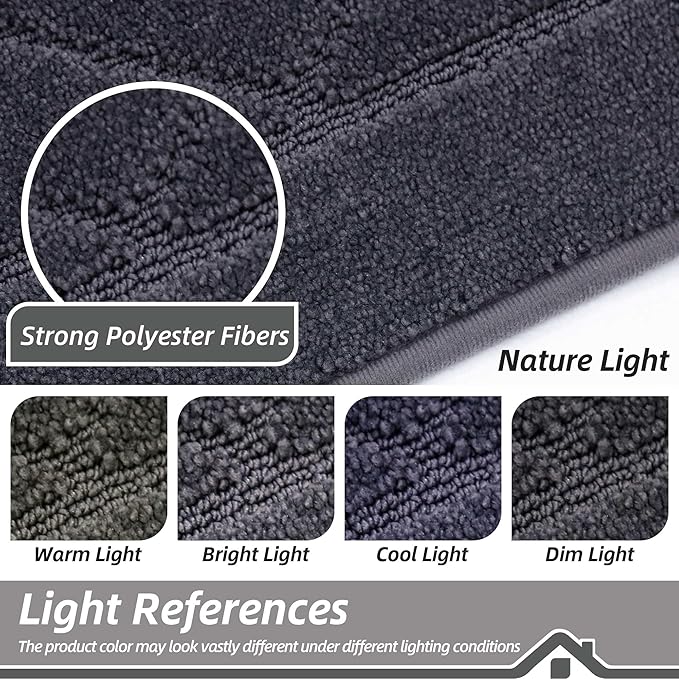 BEQHAUSE Dirt Trapper Door Mat 24" x 36", Doormat Non-Slip Entryway Rugs Washable, Dog Door Mat Stain Resistant and Absorbent Welcome Floor Mat for Front Back Door, Muddy Wet Shoes & Paws, Dark Grey