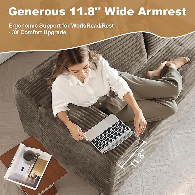 136" Sectional Couches for Living Room Modern Modular Sofa with L-Shape Couchs Upholstered Boneless Couch Deep Seat Sectional Couch with Chaise (Camel, Left Facing Chaise+3Seaters+Ottoman)